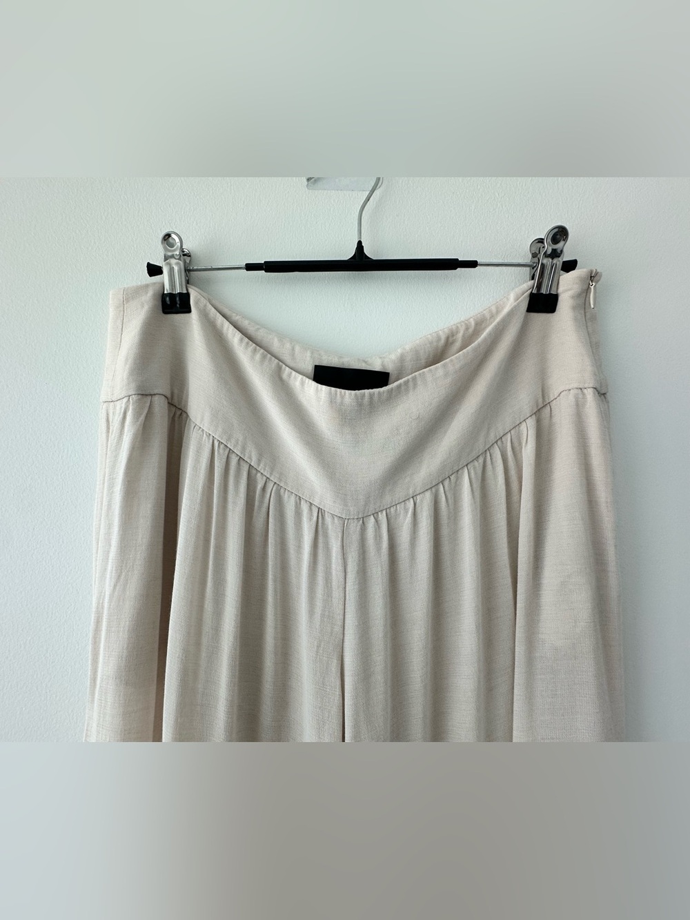INTERMIX Linen Viscose Wide Leg Pants M Ivory Sheer Draped Made in New York - Picture 5 of 15